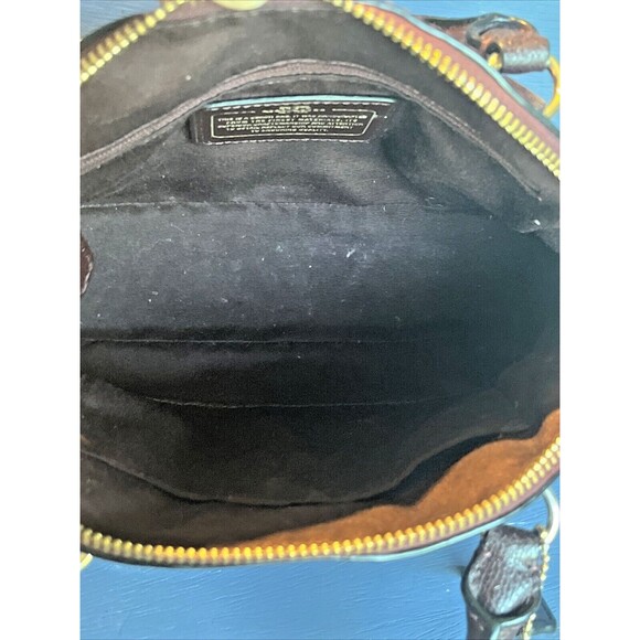 COACH Cora Mini Dome Oxblood Cherry Bicolor Metallic Satchel Leather Bag - Picture 9 of 12